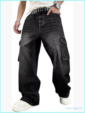 Baggy Cargo Jeans Y2K Skater Wide Leg Unisex Denim Pants